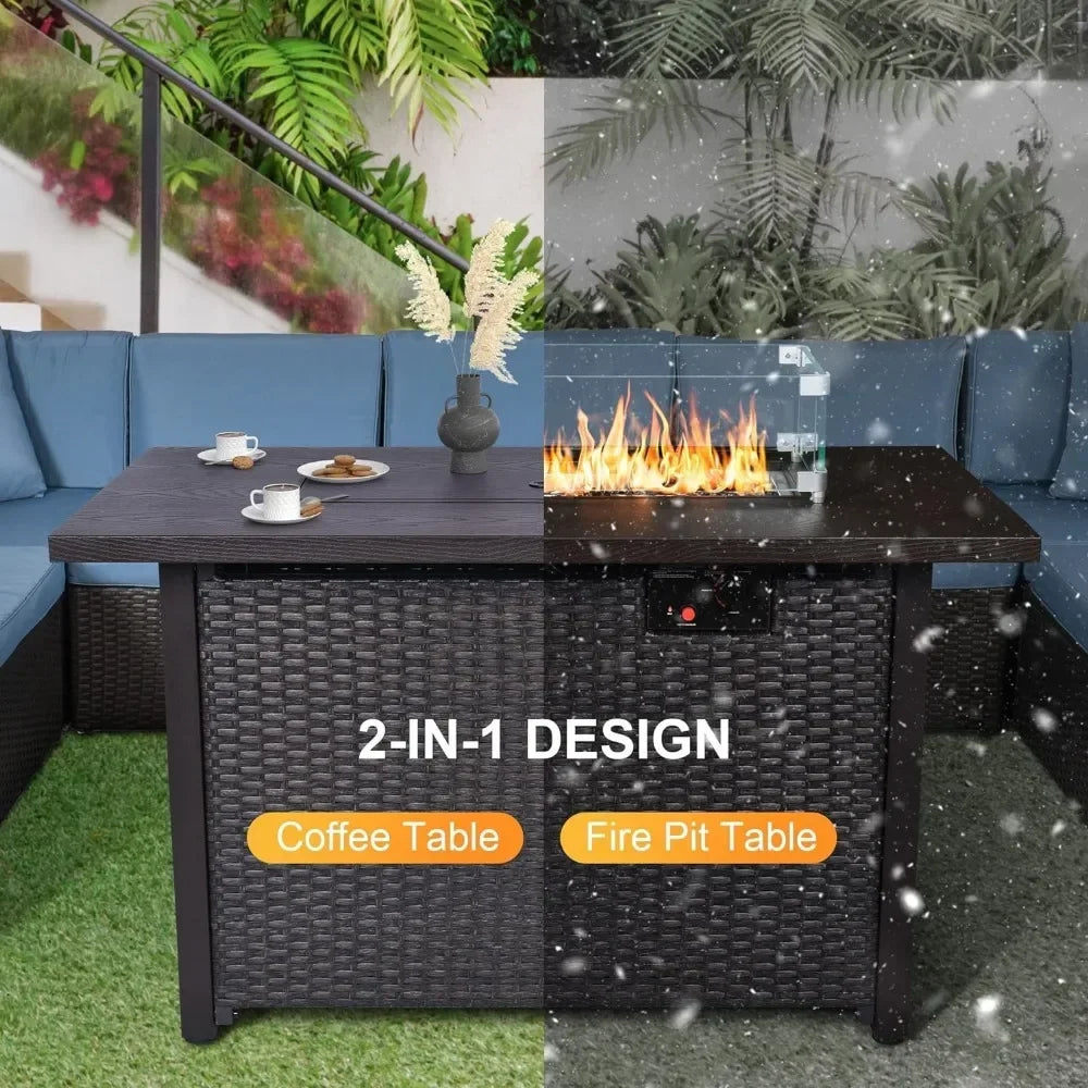 Patio Furniture Set 7 Pieces with Fire Pit Table