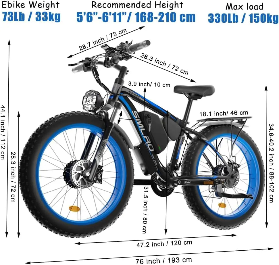 Electric Bike 2000W Ebike 55km/h Dual Motor Electric Mountain Bike Fat Tire