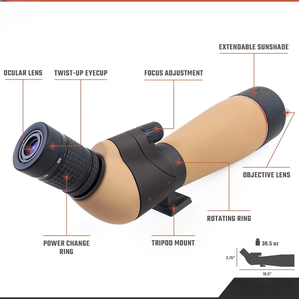 20-60x80 Spotter Scope Durable for Hunting, Shooting Targets & Bird Watching