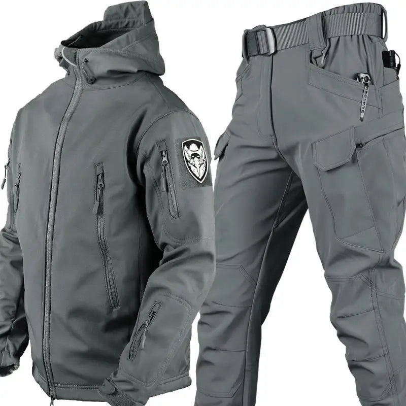 Outdoor Shark Skin Warmth Jackets Pants Set Tactical Thickened Coat Soft Shell