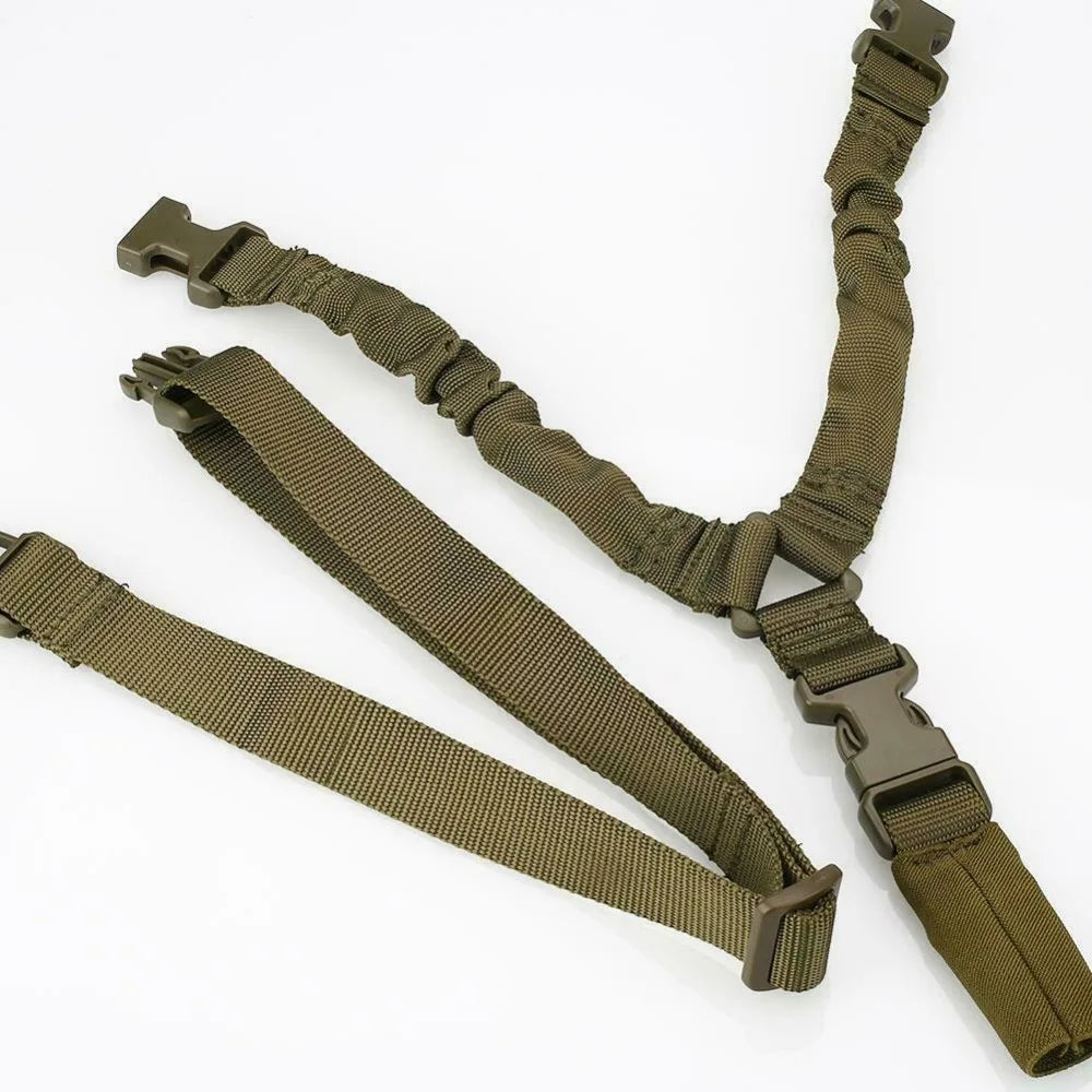 Tactical One Single Point Sling Strap Bungee Gun Sling With QD Buckle Green