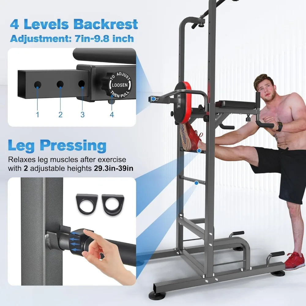 Power Tower Pull Up Bar Station Workout Dip Station for Home Gym