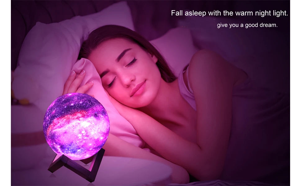 T20 3D Printing Moon Lamp Galaxy Moon Light 6 Color Change Touch Remote Control