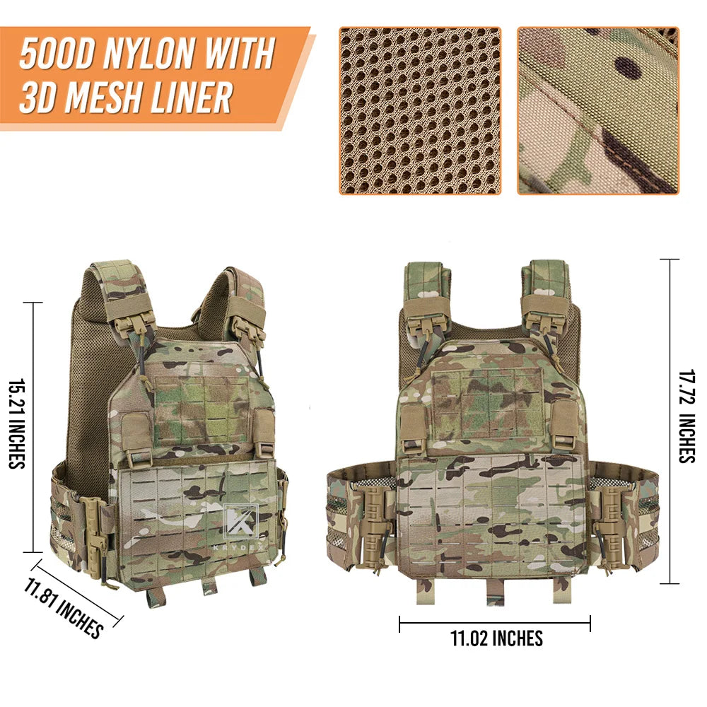 Tactical Vest Molle Laser Cut Front Panel Flap Plate Carrier Quick Release Tube