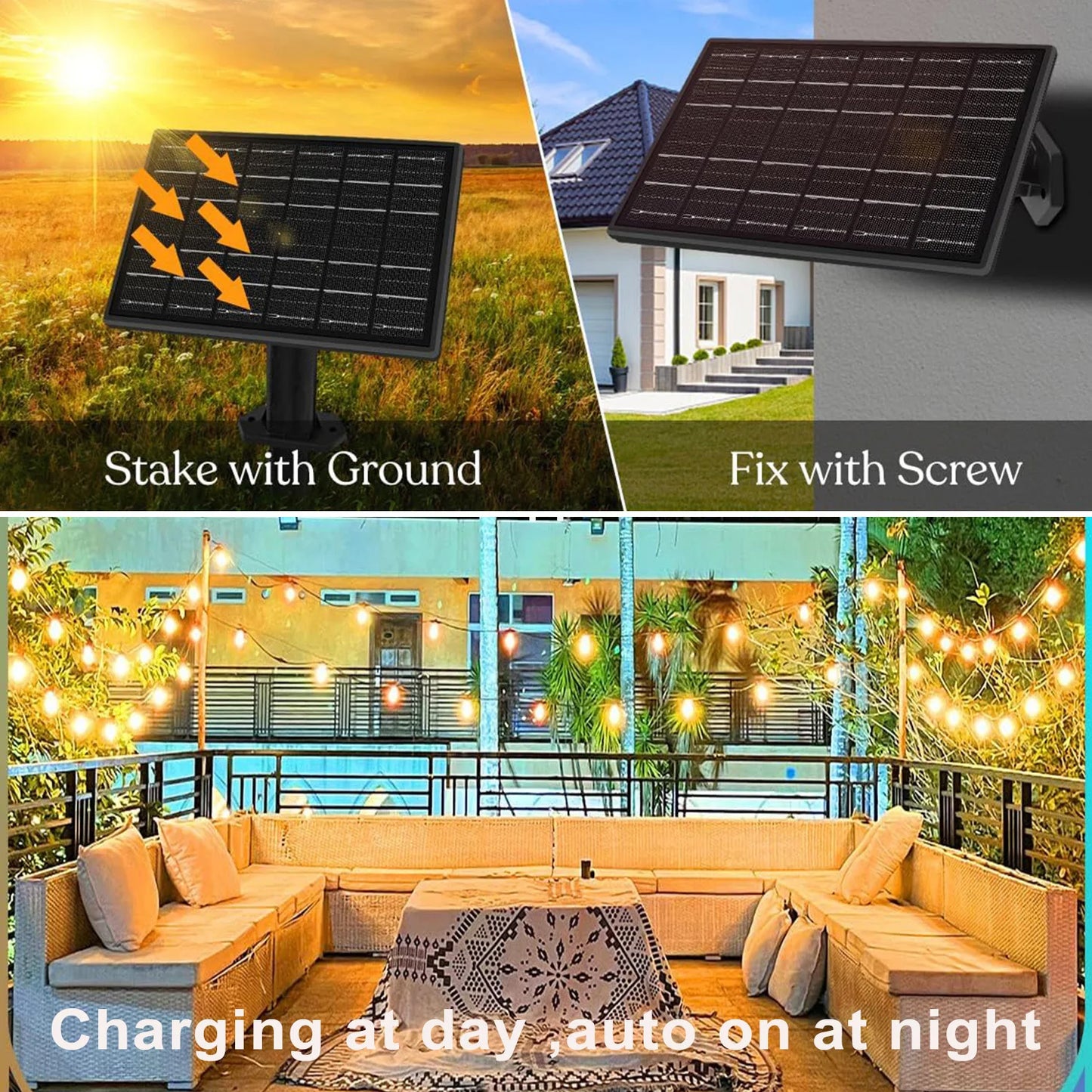 50/100FT Remote Dimmable Solar String Hanging Lights