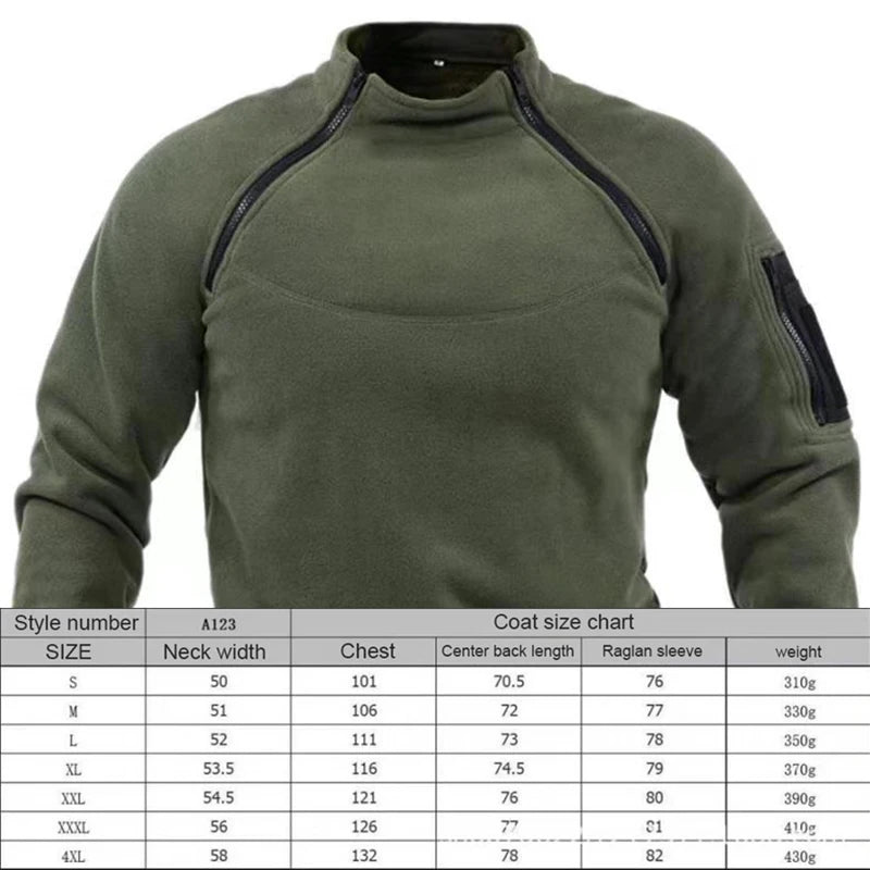 Oulylan Zippers Windproof Thicken Coat Winter Men's Standing Collar Fleece Pullover