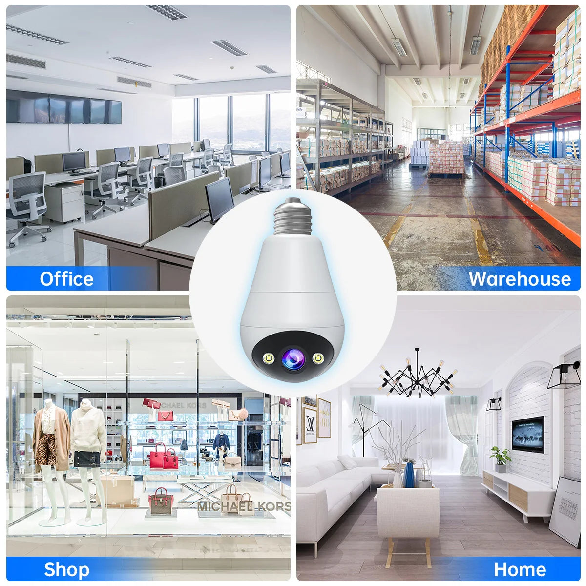 Wifi E27 Bulb Surveillance Camera Smart Home AI Tracking Security