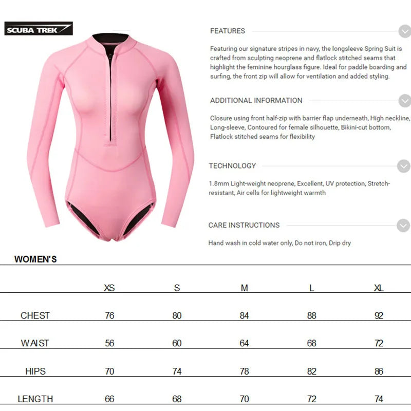 Women's 2MM Neoprene Snorkeling Wetsuits Keep Warm Scuba