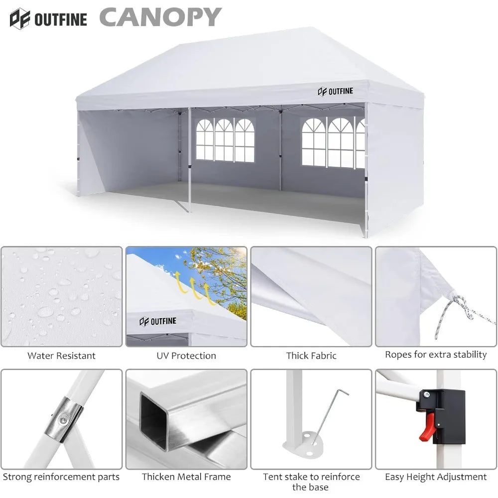 Canopy 10'X20' Pop Up Canopy Gazebo Commercial Tent with 4 Removable Sidewalls