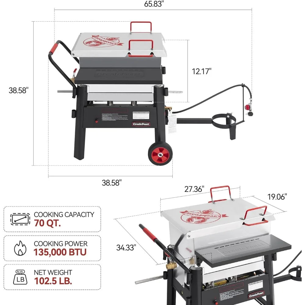 Outdoor 70 QT Single Sack Crawfish Boiler Equipment Stand