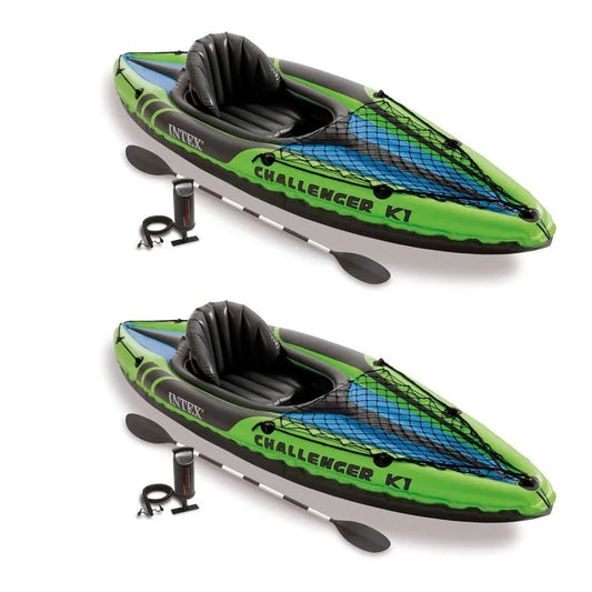 Challenger K1 1 Person Durable Vinyl Streamline with Seat, Backrest, Oar, Pump, Carrying Bag