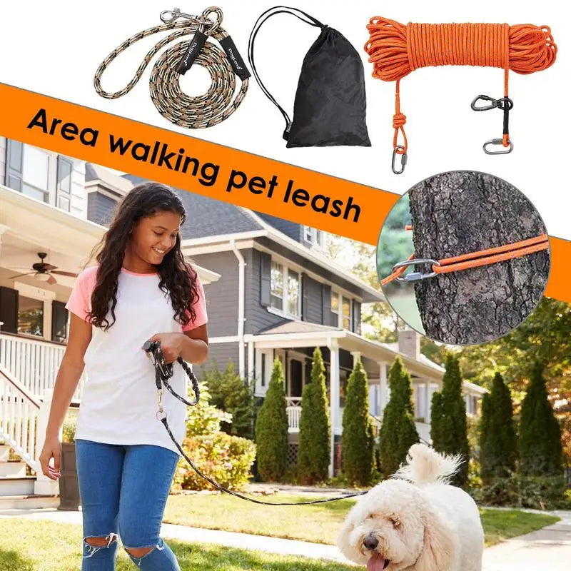 Pull Cord Rope Reflective Dog Training Line Walking Leash With Lock Buckle