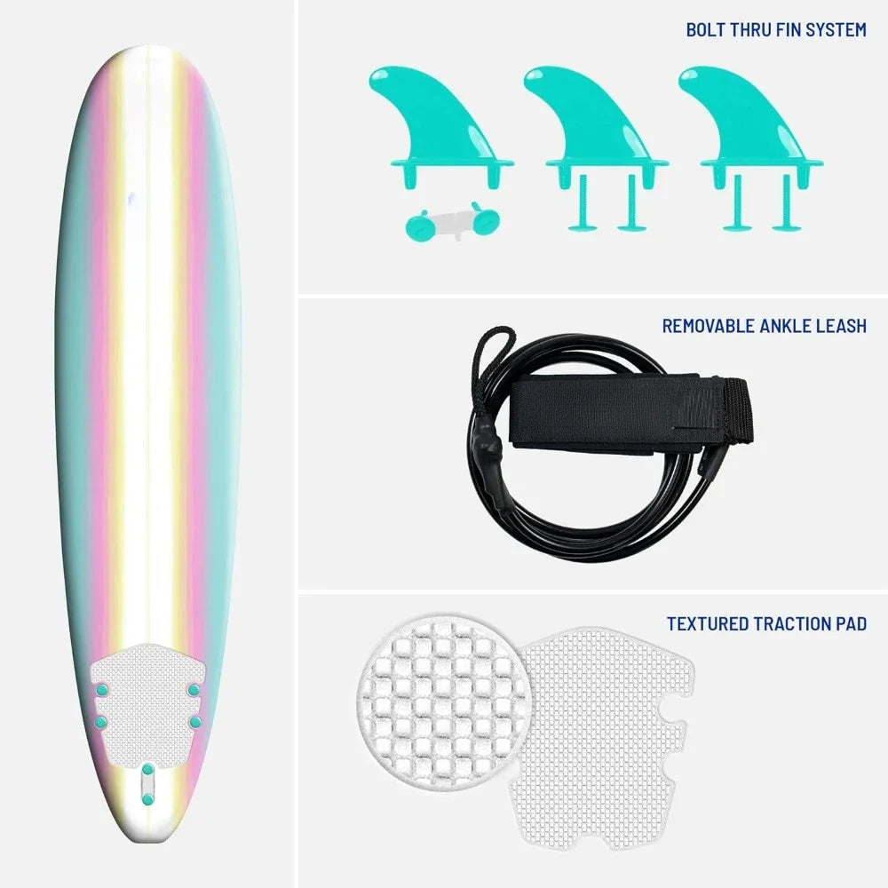 Classic Soft Top Foam 8ft Surfboard Wakeboard Underwater Scooter