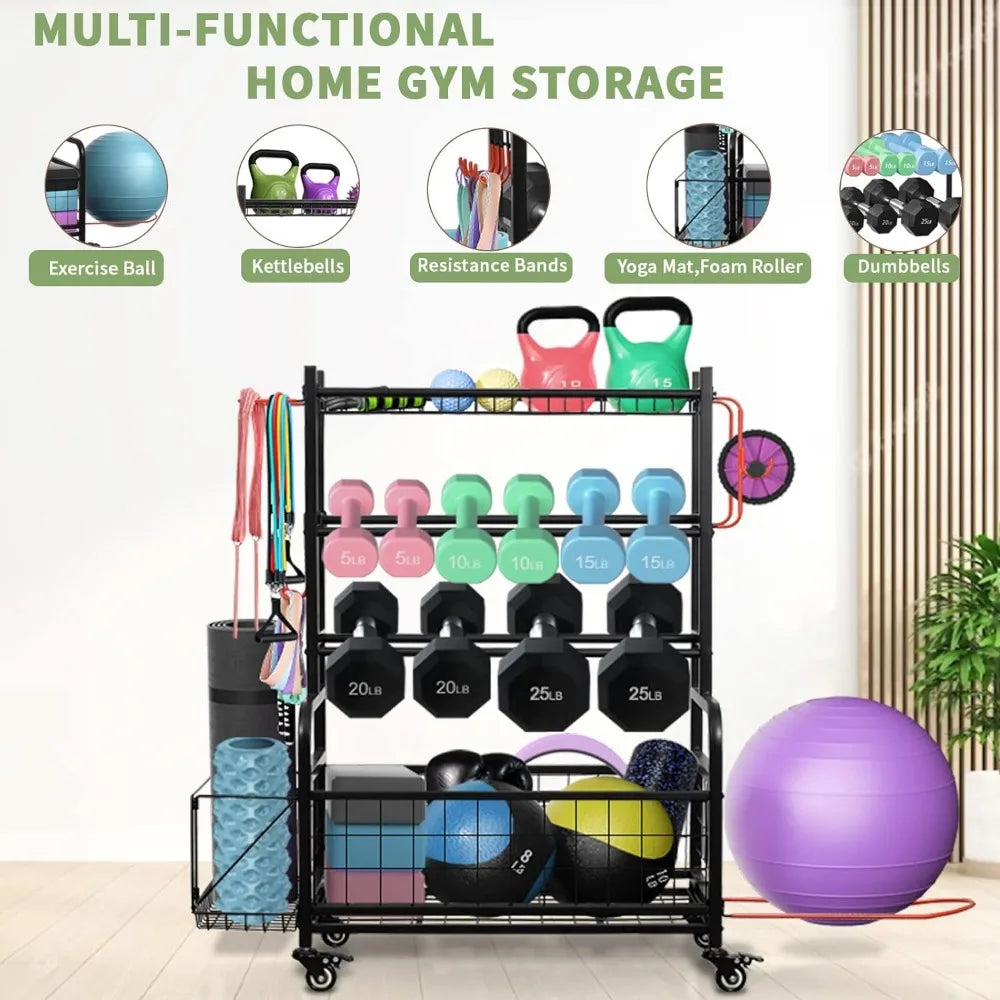 Dumbbell Rack Home Gym Storage Stand for Yoga Mat Kettlebells