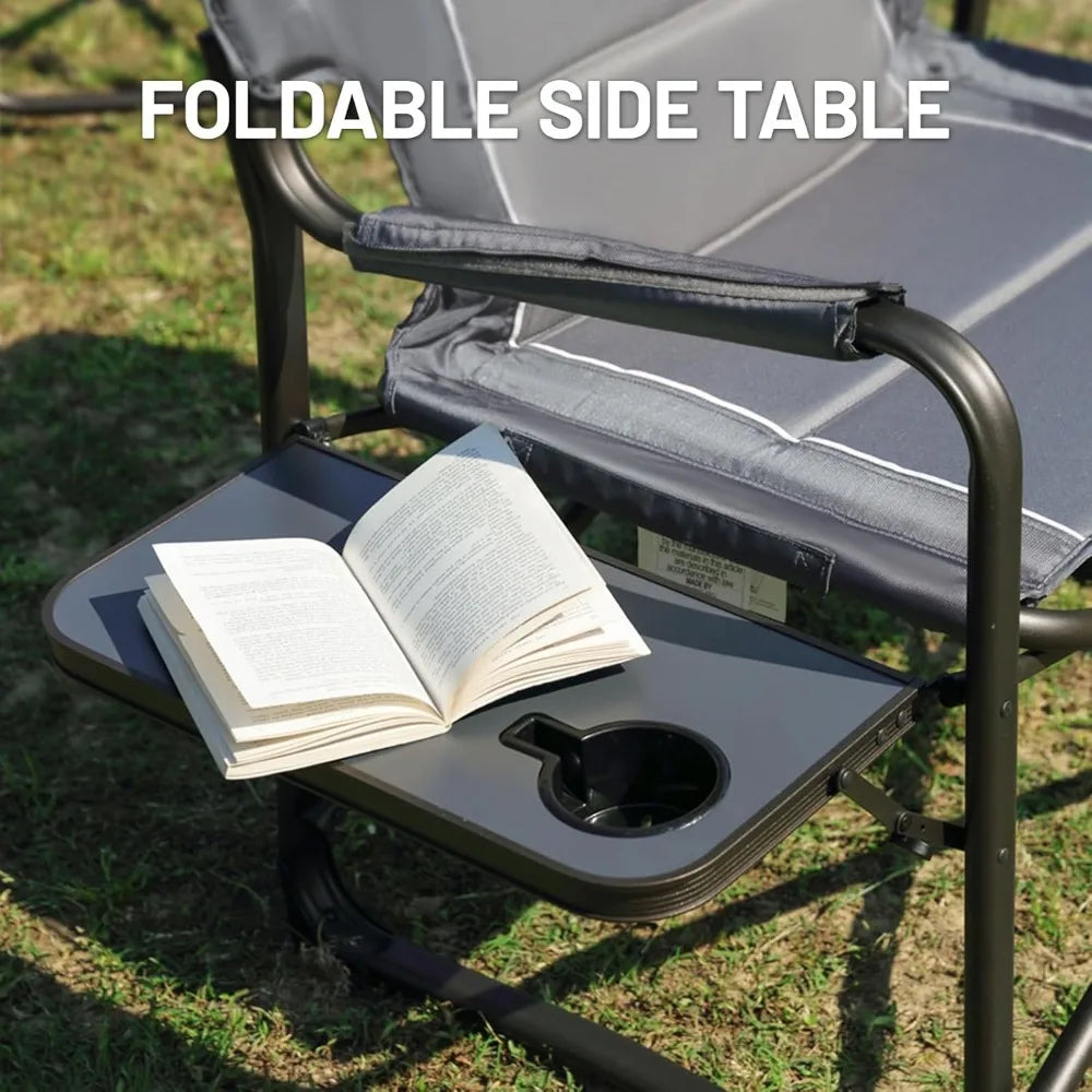 Portable Laurel Director's Chair with Foldable Side Table, Cooler Bag & Mesh Pocket