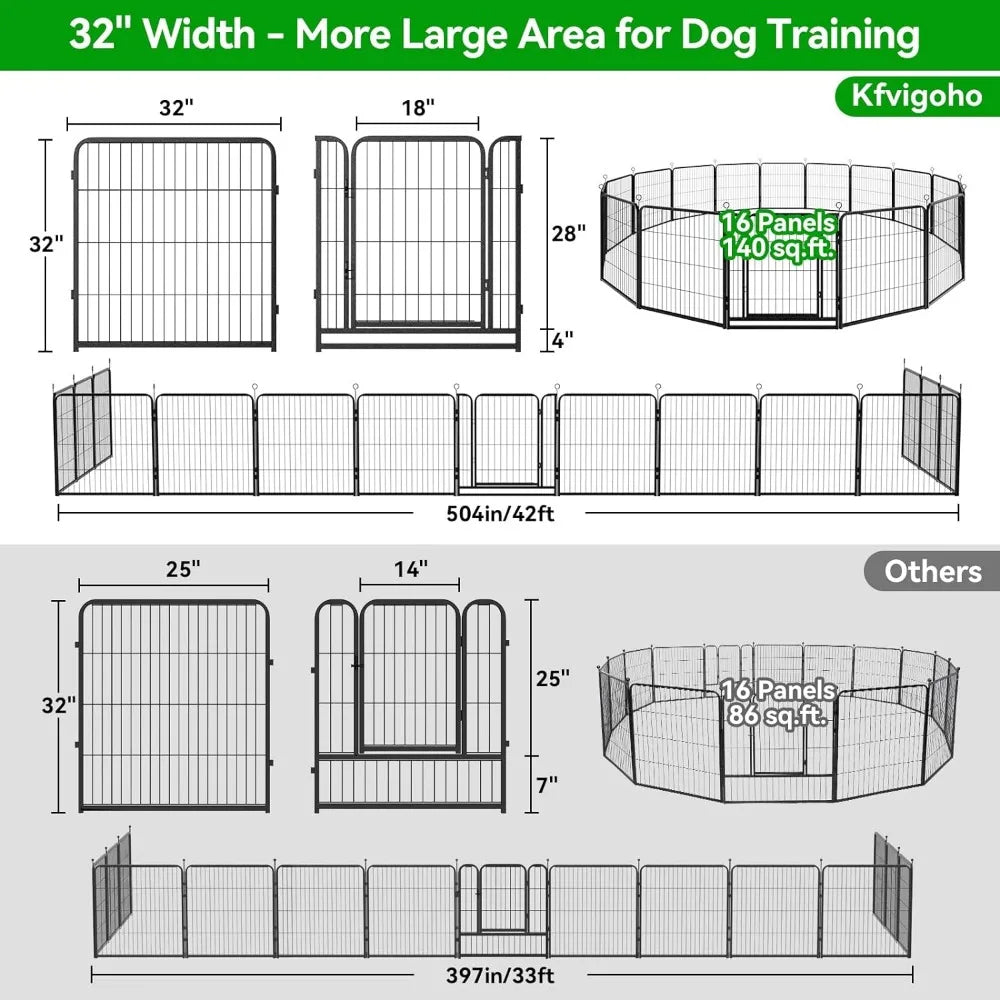 Door Pet Security Panels Black Metal 16PCS Rods Medium Dogs