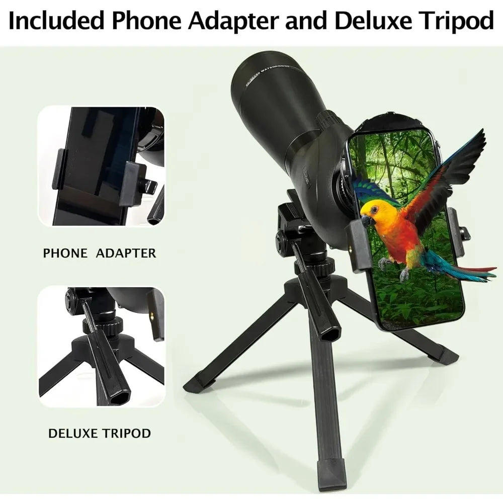 Spotting Scope 20-60x 80mm with Tripod and Smartphone Adapter