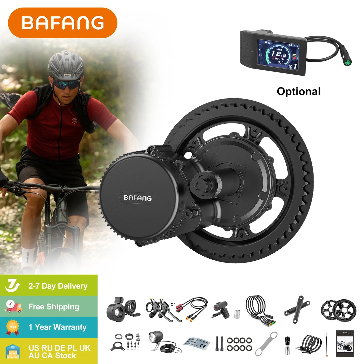 36V 500W Bafang BBS02B Mid Drive Motor Electric Bike Conversion Kits