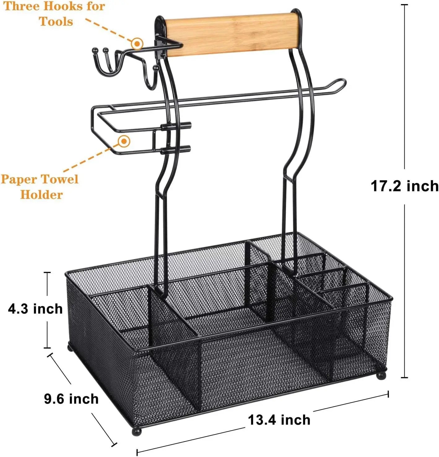 Caddy with Paper Towel Holder, Picnic Condiment Utensil Caddy , Barbecue Accessories