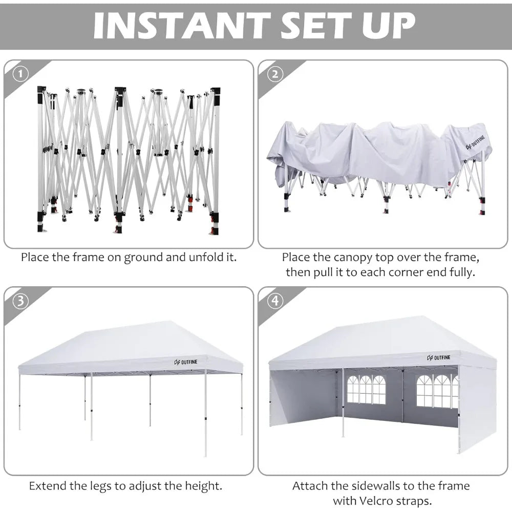 Canopy 10'X20' Pop Up Canopy Gazebo Commercial Tent with 4 Removable Sidewalls