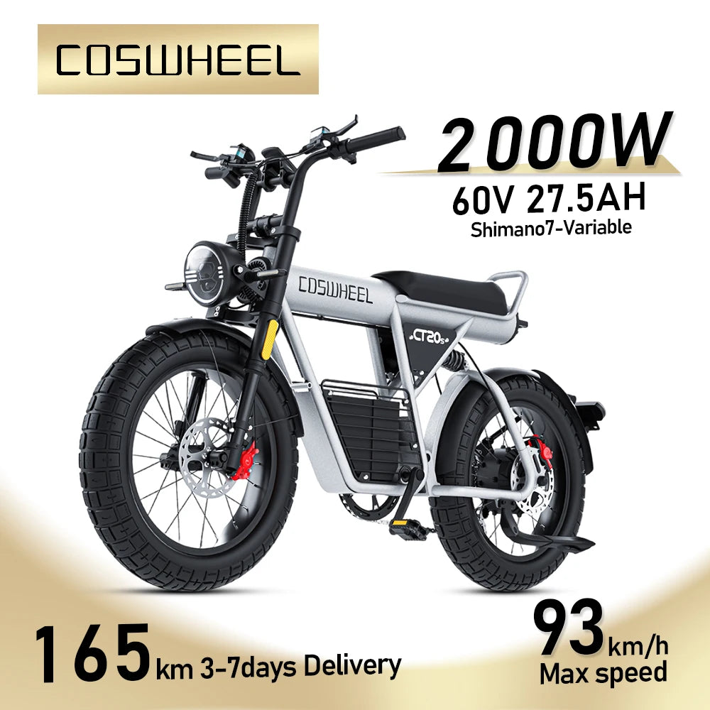 Electric Bike 2000W Motorcycle 20 Inch Fat Tire