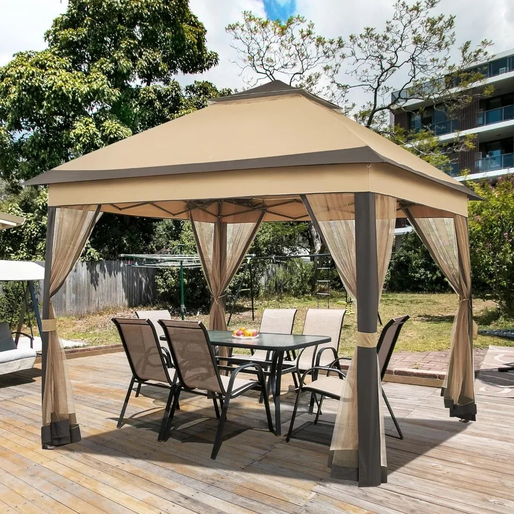 11x11 Pop Up Gazebo Outdoor Canopy Shelter, All-weather Materials Sturdy