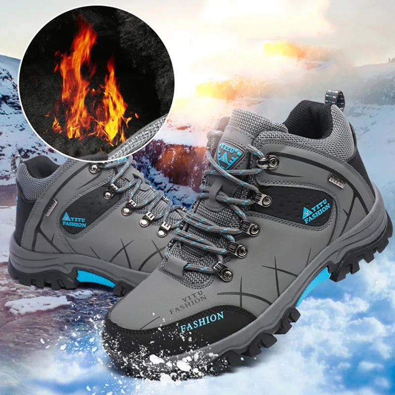 Thick Insulation Men Hiking Waterproof Trekking Boots Mountain Rubber Sole