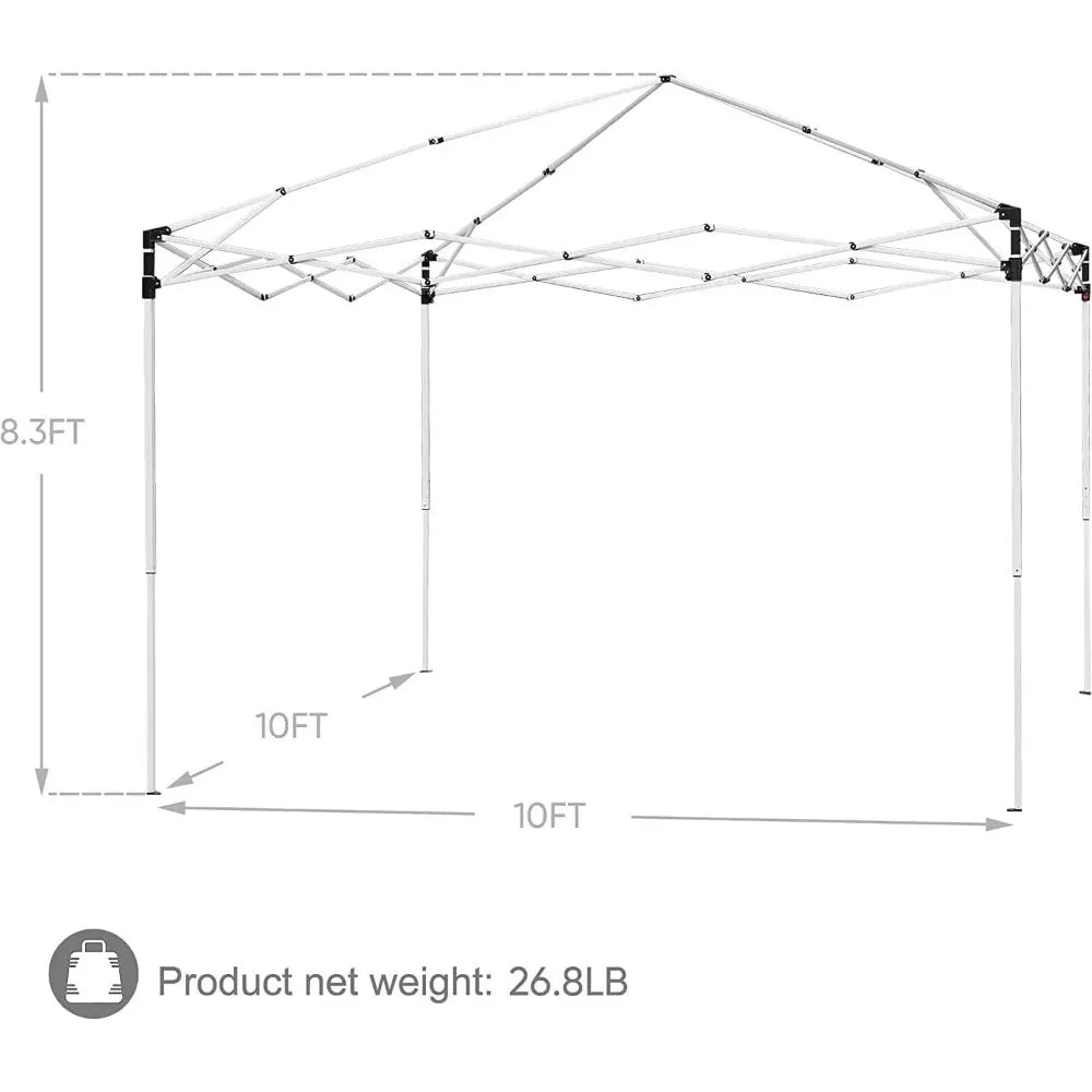 10x10 Pop Up Canopy Tent Easy Set-up Adjustable Straight Leg Heights with Wheeled Bag,Ropes