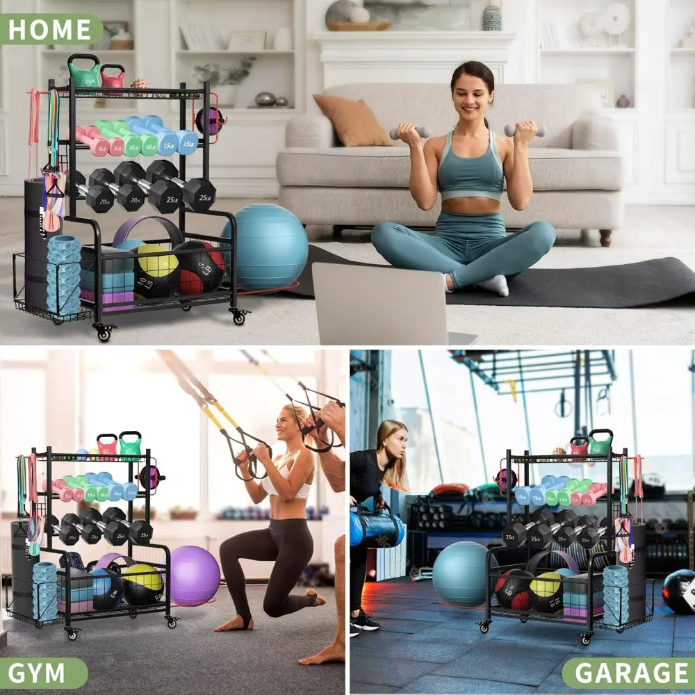 Dumbbell Rack Home Gym Storage Stand for Yoga Mat Kettlebells