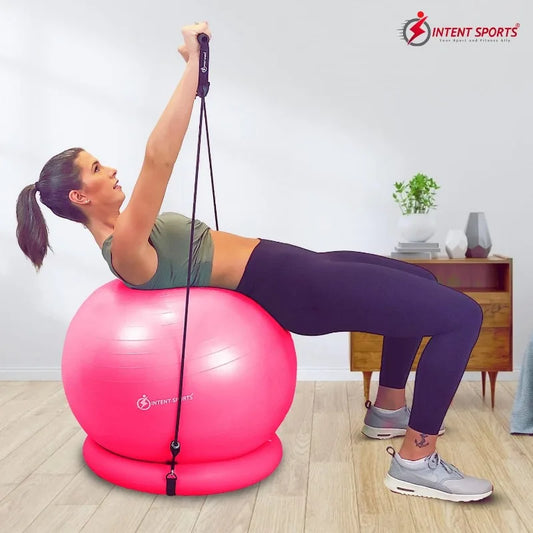 Yoga Ball Chair – Stability Ball with Inflatable Stability Base & Resistance Bands