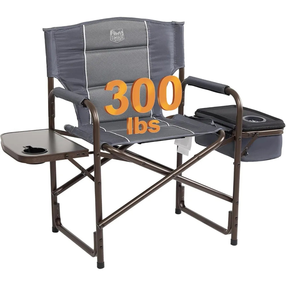 Portable Laurel Director's Chair with Foldable Side Table, Cooler Bag & Mesh Pocket