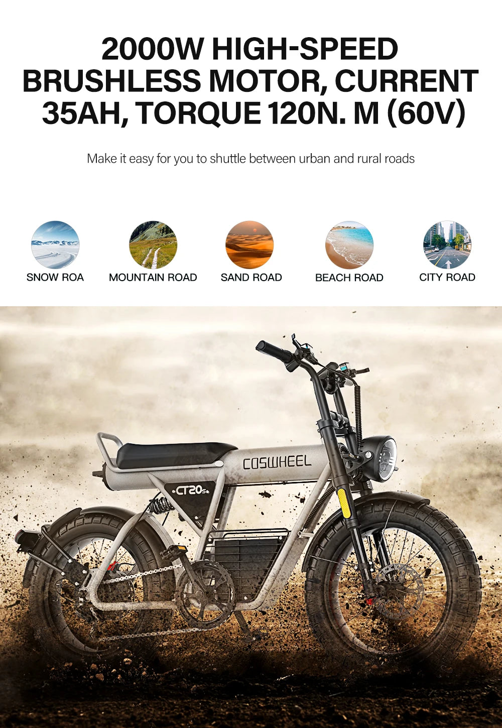 Electric Bike 2000W Motorcycle 20 Inch Fat Tire