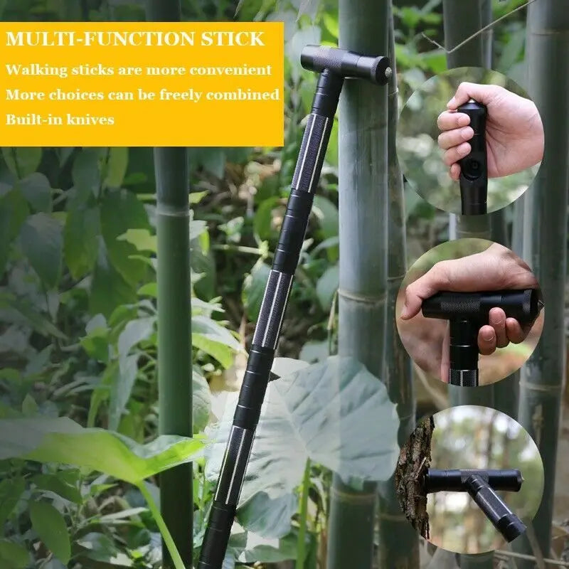 Tactical Trekking Poles Multi Tool Kit Walking Cane Survival Hunting Self Defense