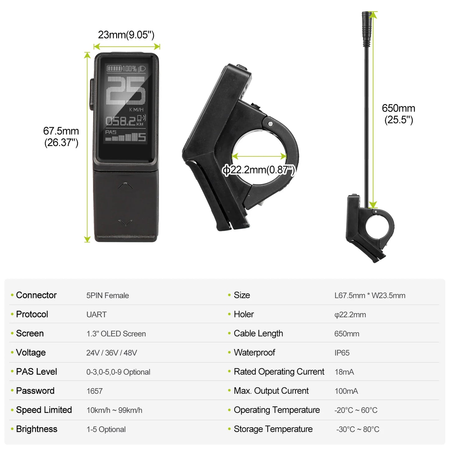 Electric Bicycle DM03 Mini Display 0-9 PAS Speed Indicator Instrument