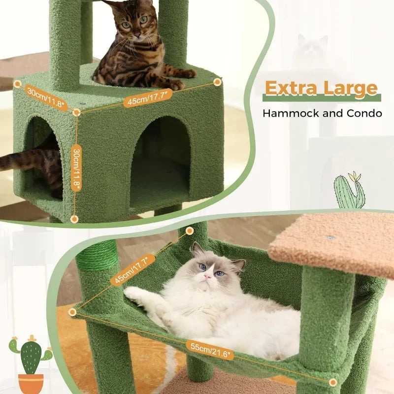 Large Cat Tree 70 Inches Multilevel Cat Tower with Large Hammock