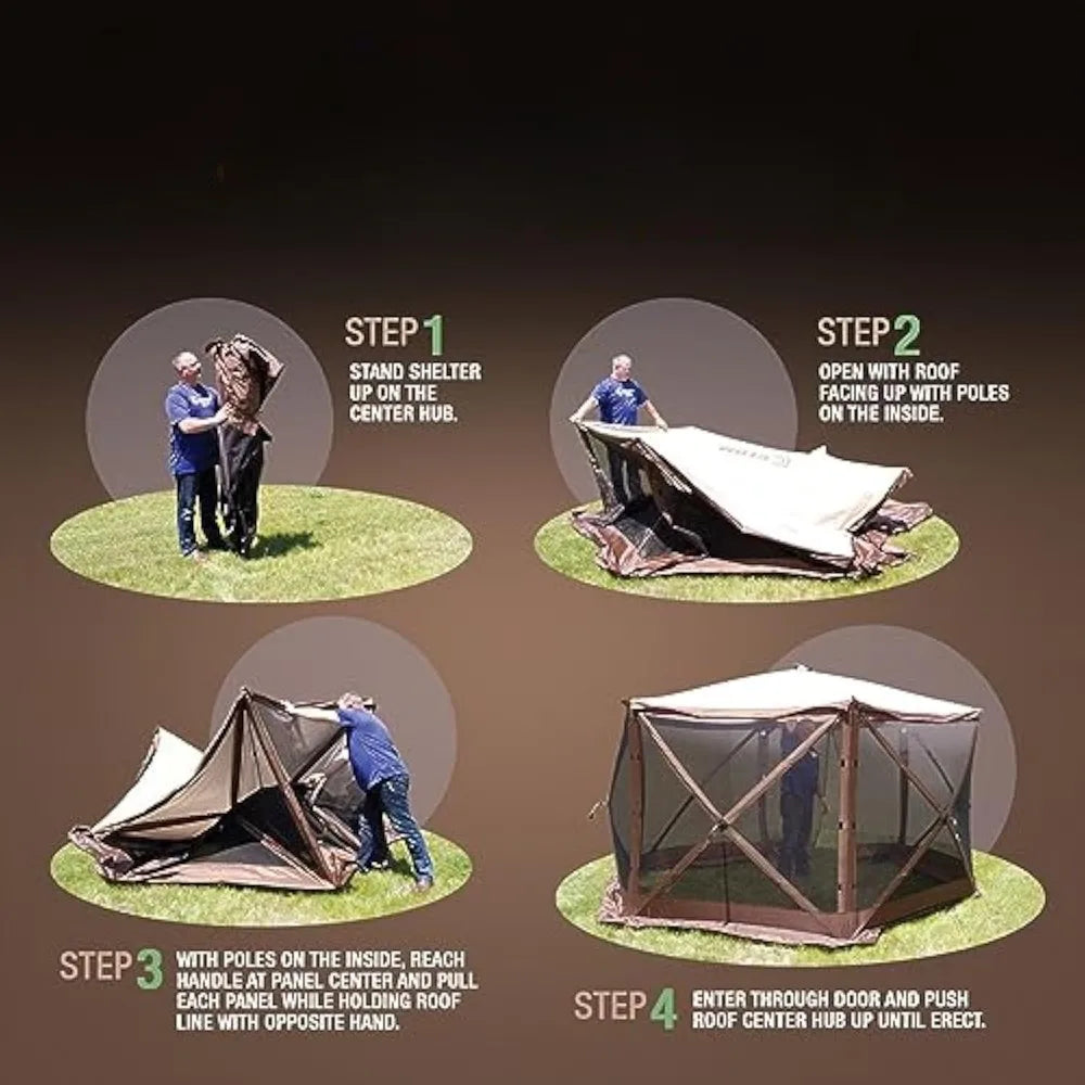 Canopy Portable Pop-Up Outdoor Camping Screen Tent 6-Sided 12.5x12.5