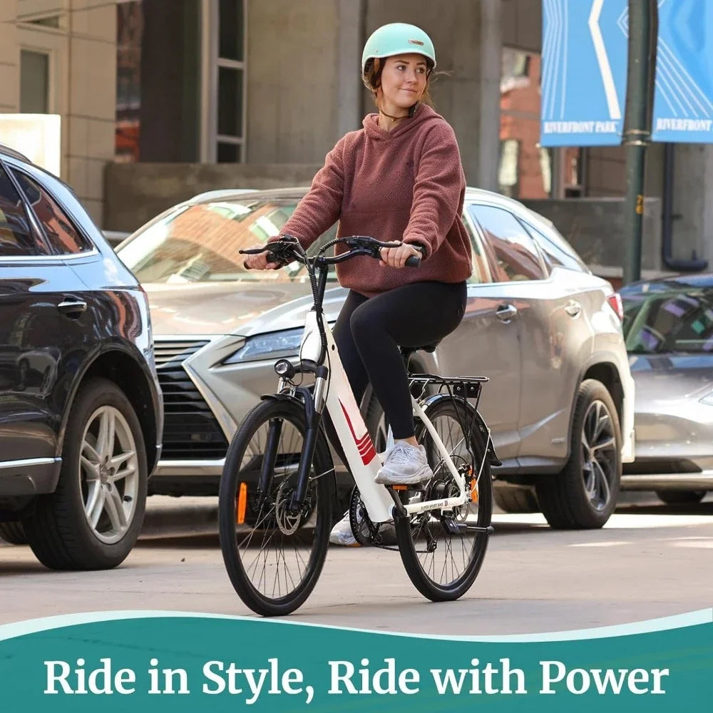 26" Electric Bike, 3 Riding Modes & Adjustable Seat, 7-Speed & Front Shock Absorber