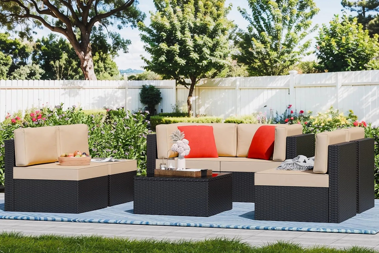 Outdoor Patio Furniture Sets Outdoor Sectional Rattan Sofa PE Manual Weaving Wicker