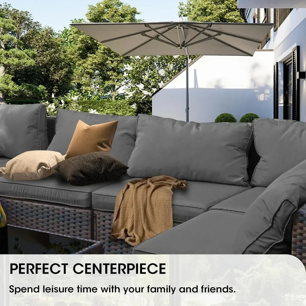 Patio Furniture Set 7 Pieces with Fire Pit Table