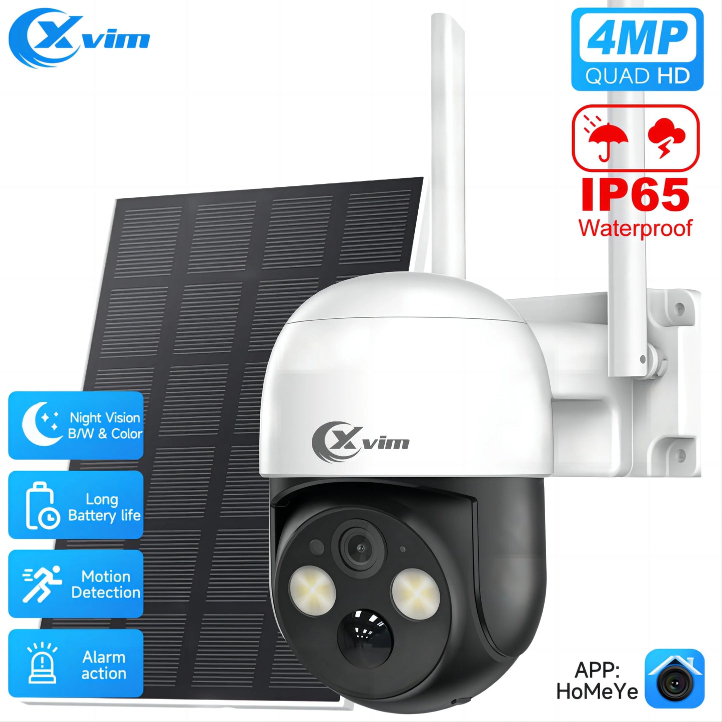 Solar Security Camera Wireless Outdoor, with Full Color Night Vision