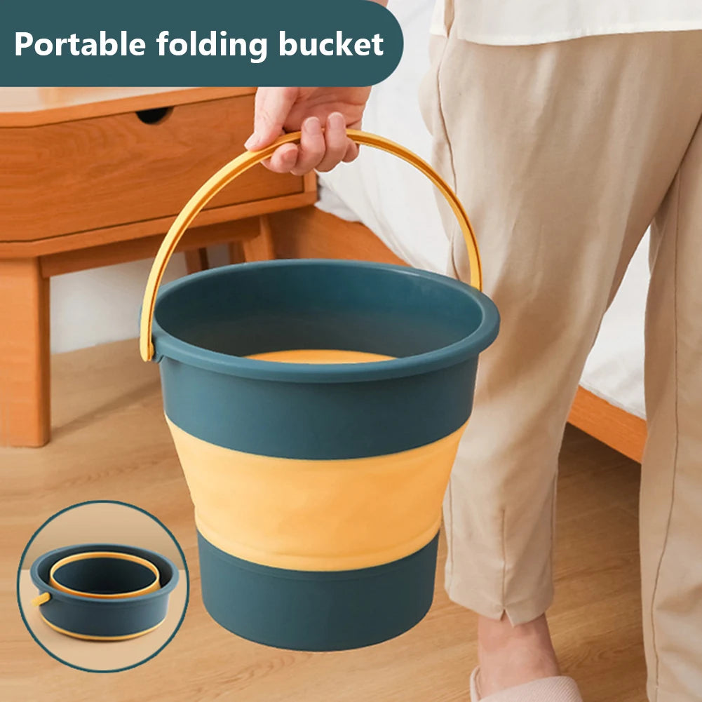 5/10L Folding Portable Bucket with Cover Fishing and Outdoor Camping