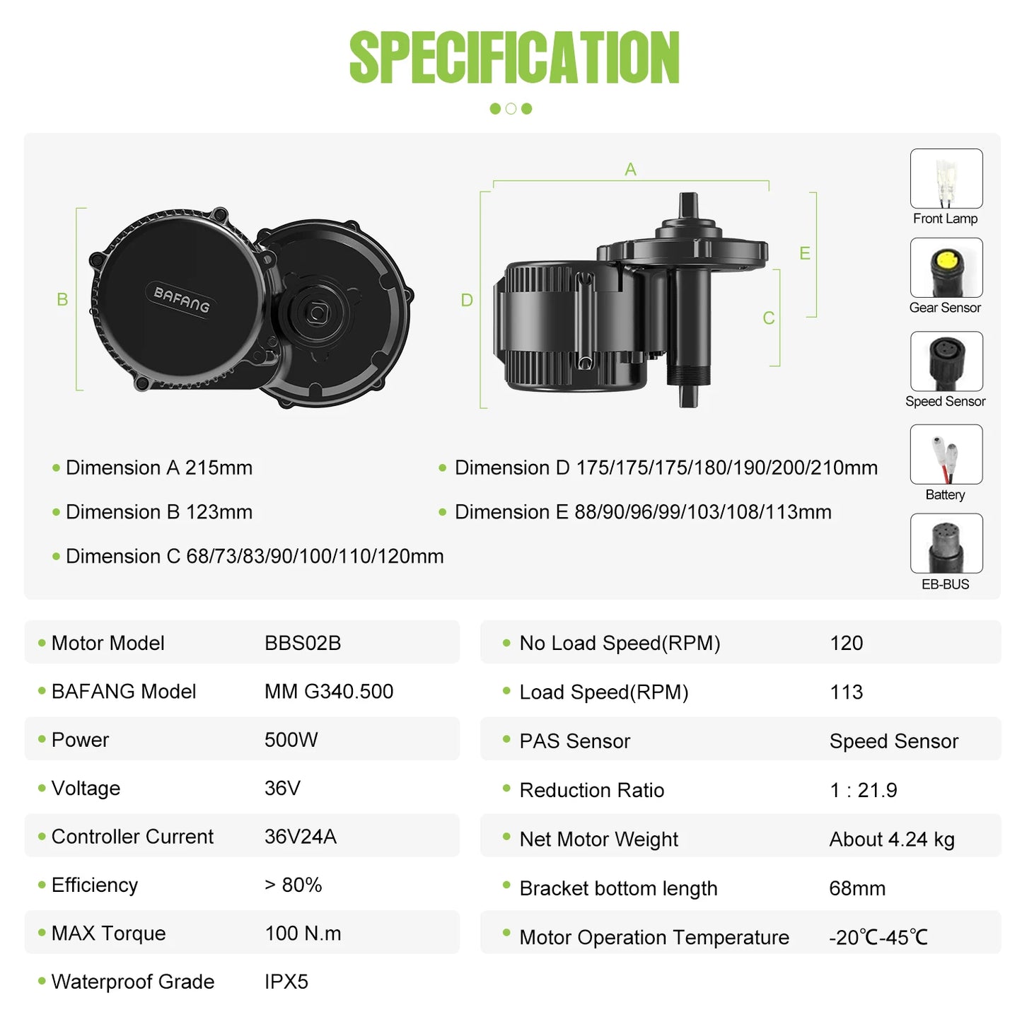 36V 500W Bafang BBS02B Mid Drive Motor Electric Bike Conversion Kits