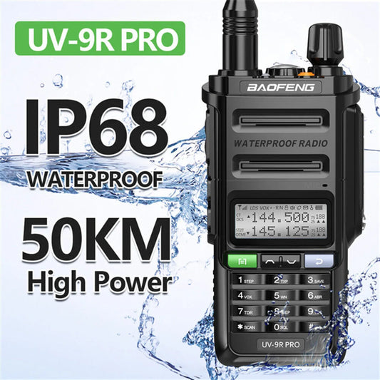 Waterproof Walkie Talkie Dual Band High Power Long Range Radio + Earpiece