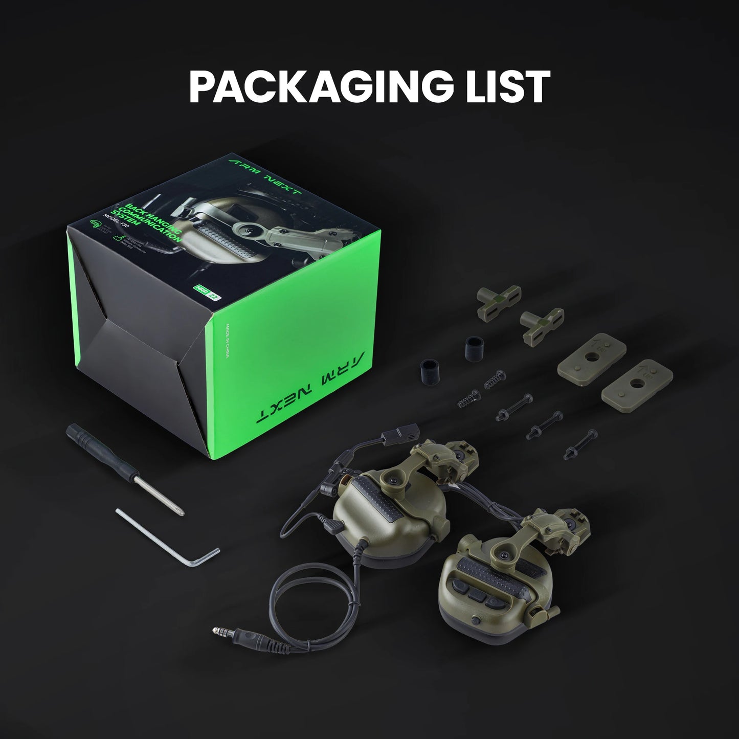 Tactical Headset Without Pickup and Active Noise Reduction Helmet Version