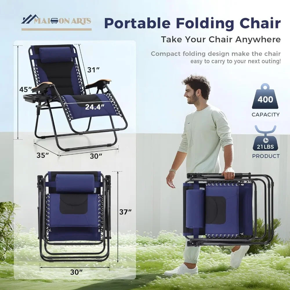 Foldable Chair Support 400LBS Blue Portable Fishing Lounger Camping Chair