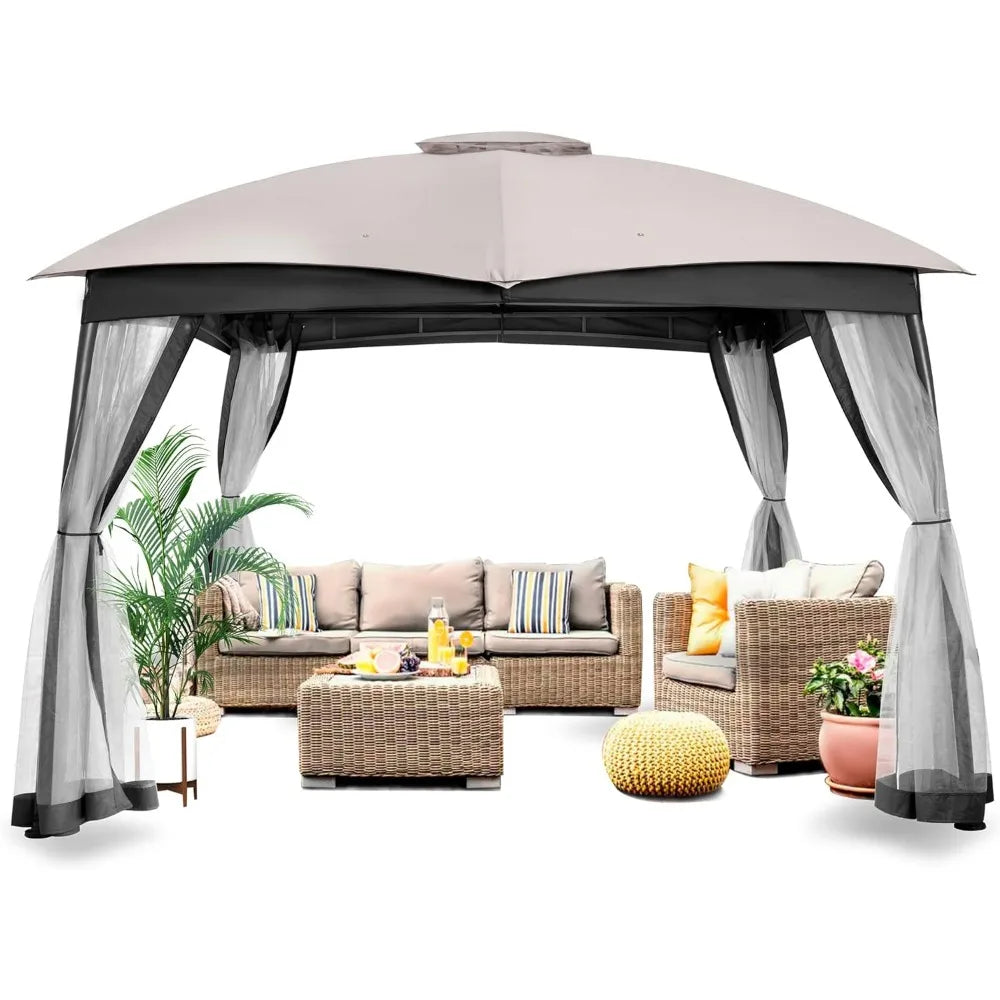 Outdoor Double Vent Canopy Gazebo 10x10 with Netting Screen