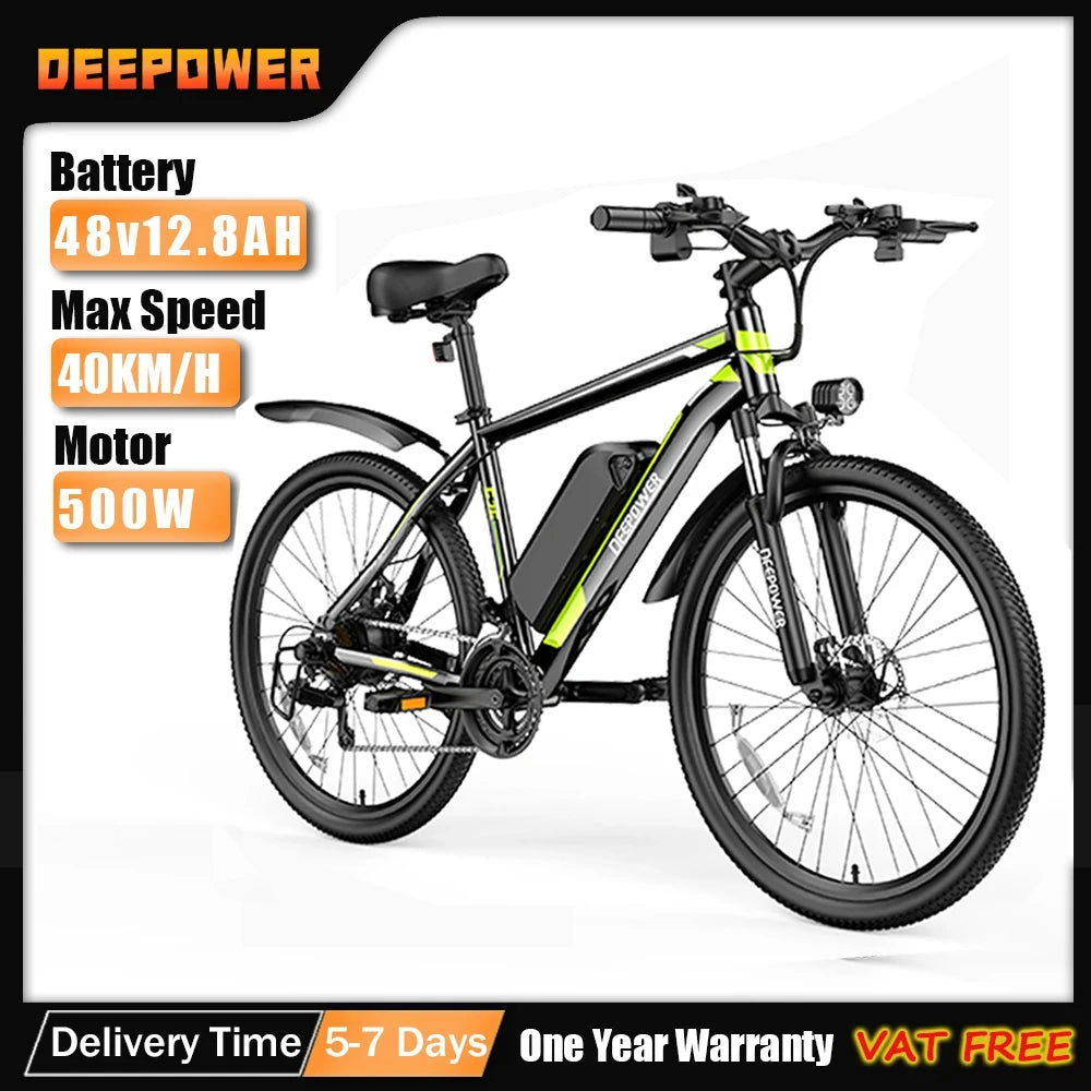 Electric Bike 48V 12.8AH Lithium Battery 26 Inch Fat Tire