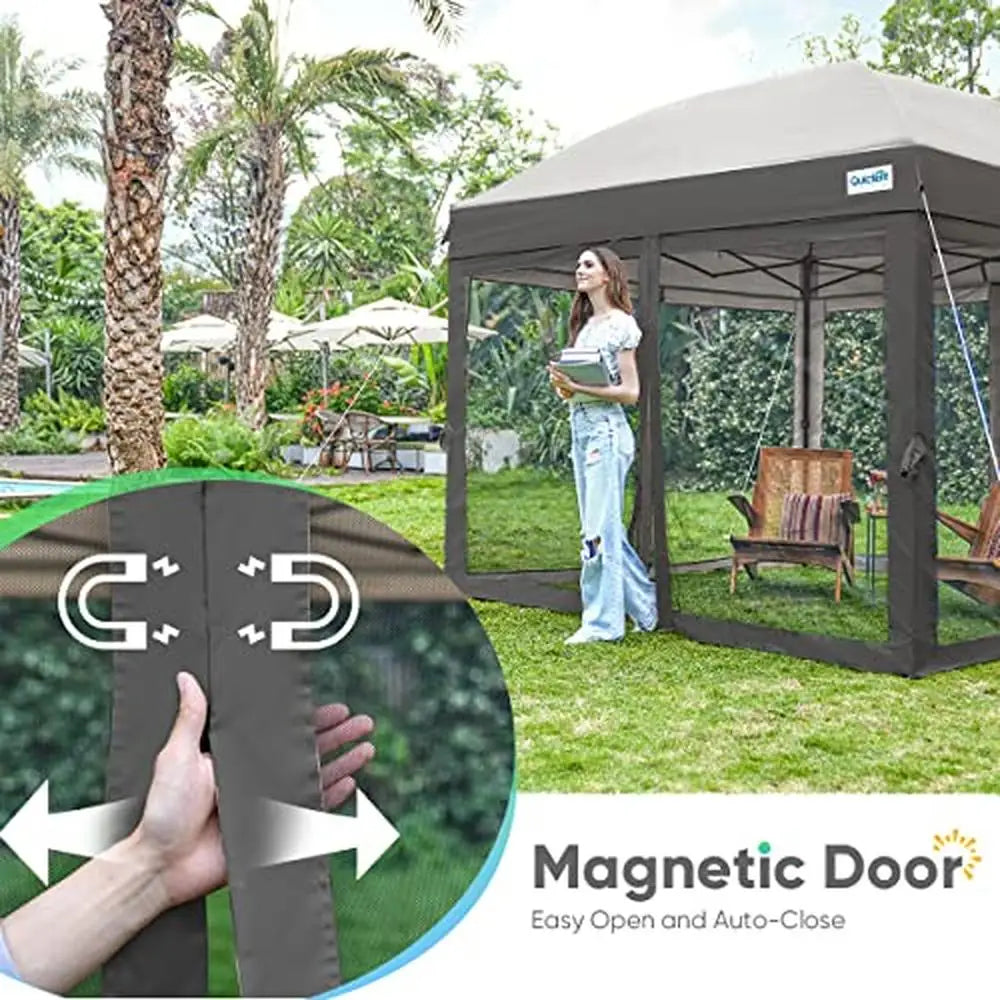 Pop up Screen House Tent 10x10 with 4 Magnetic Doors Easy Setup Waterproof & UV Protection