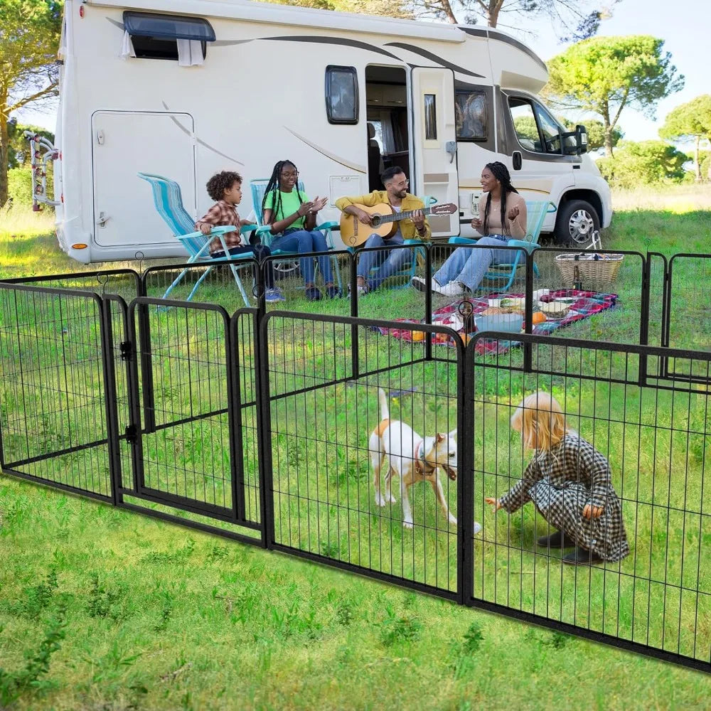 Door Pet Security Panels Black Metal 16PCS Rods Medium Dogs