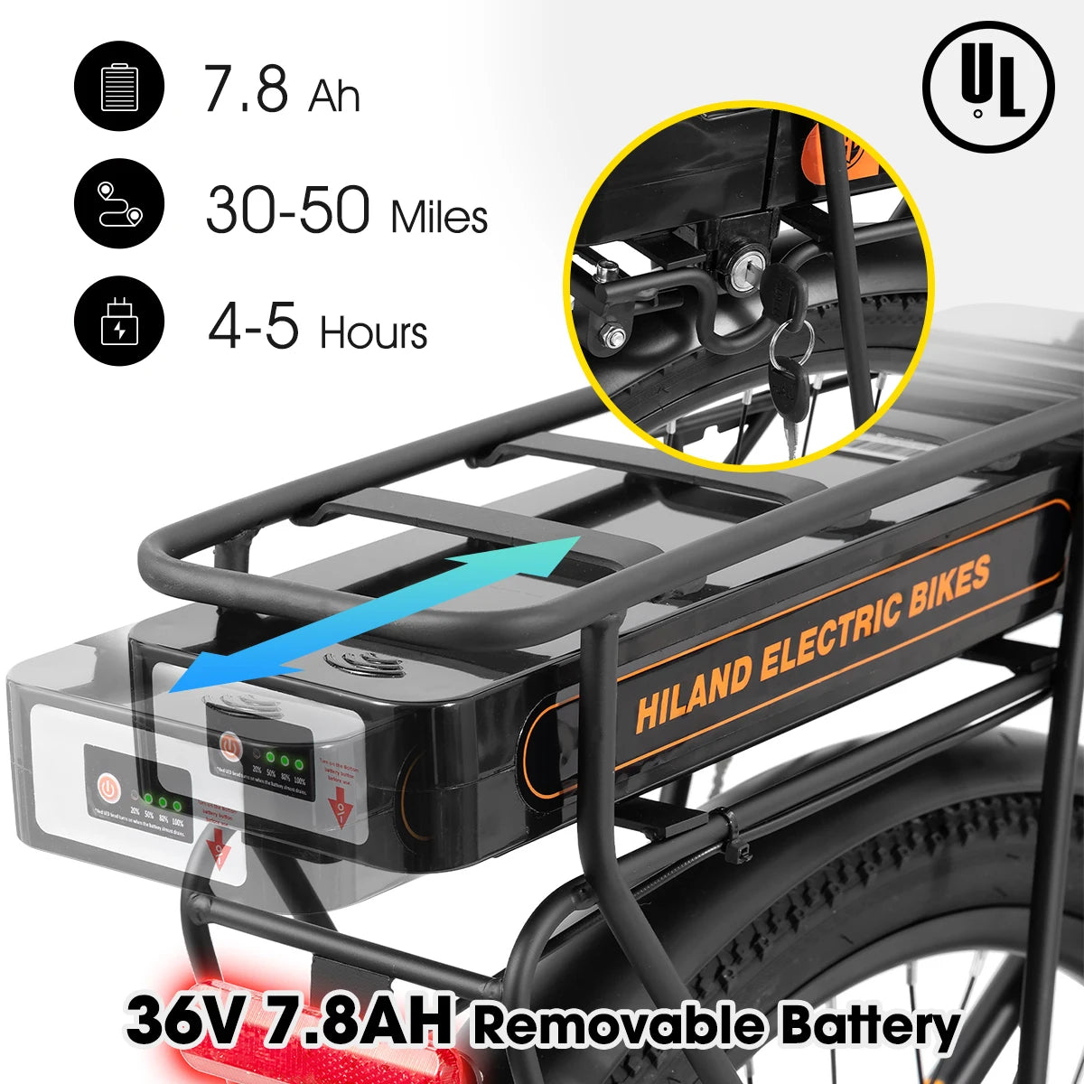 Electric Bike, 26 Inch 250W with Throttle, Removable Battery, LCD Display